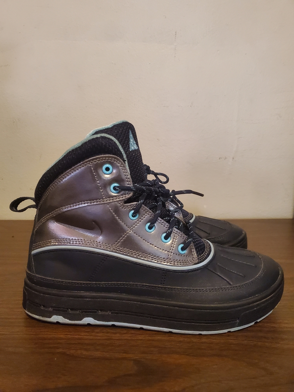 Nike ACG Kids Black and Metallic Gray Rain & Snow Boots